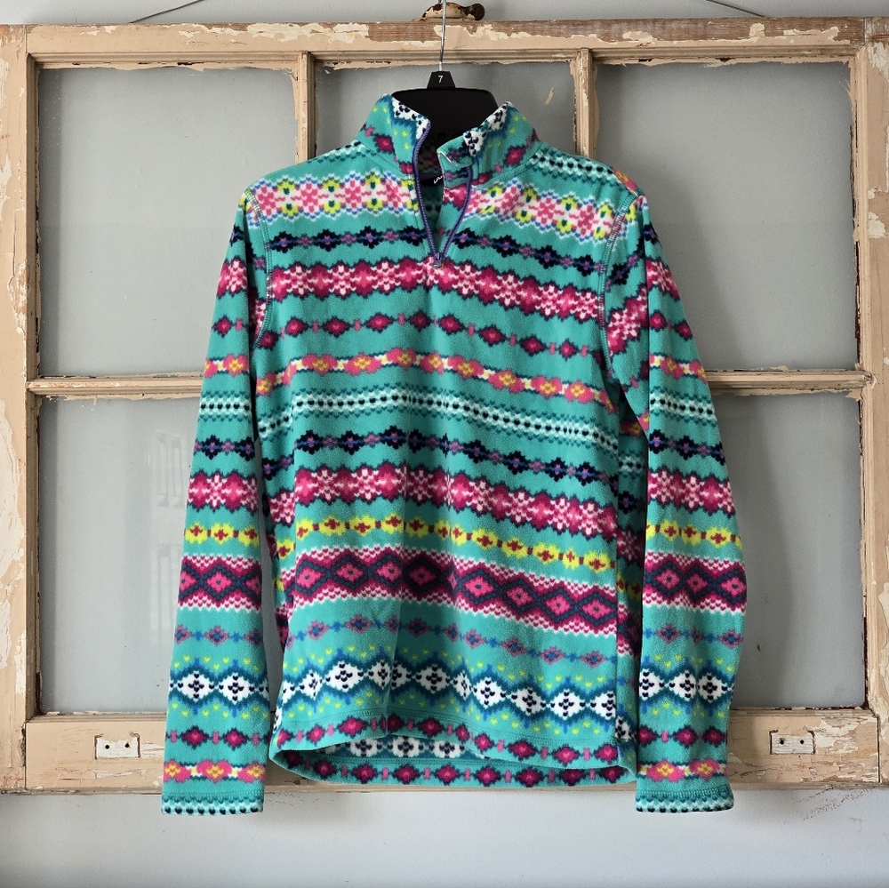 Lands End Girls Fleece Zip Sweatshirt Med 10-12
